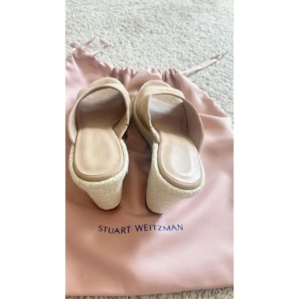 Stuart Weitzman Marabella Wedge Sandals Beige Suede Size 7.5 NEW - Picture 5 of 6